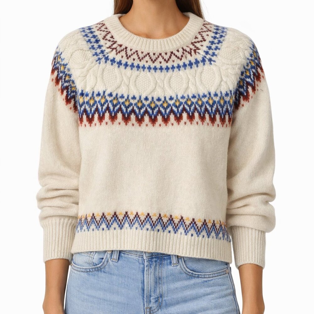AQUA Fair Isle Sweater - Size XL (New with Tags, Slight Color Bleed)